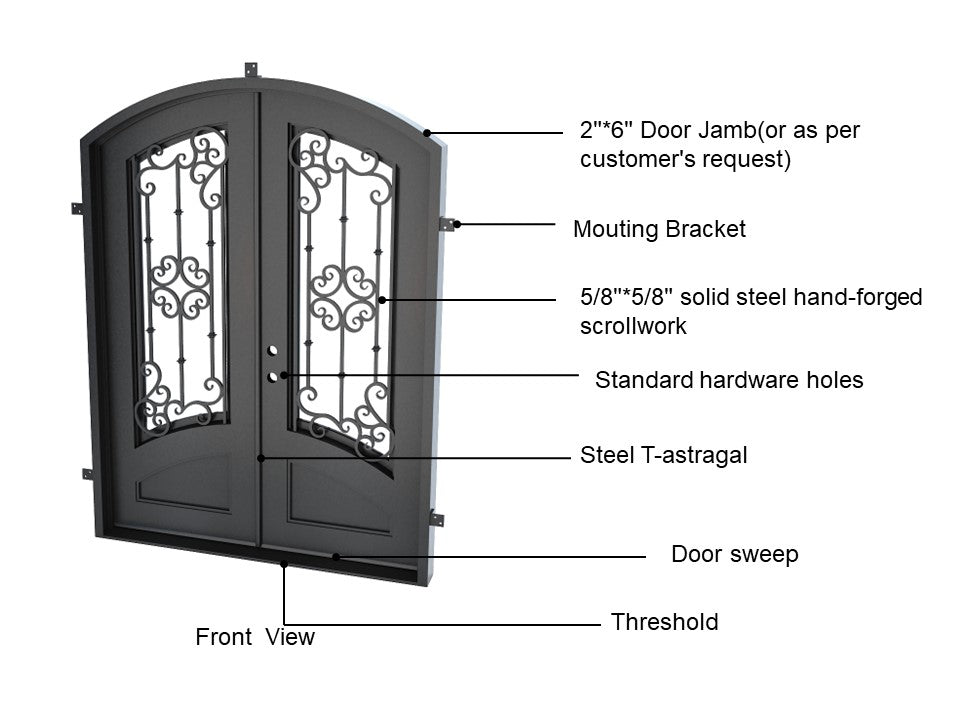 Wrought Iron Vatican Iron Door | Square Top With kickplate | Model # IWD 971