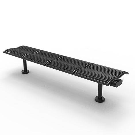 Waved Modular Outdoor Metal Bench Without Back | Model COLL1705