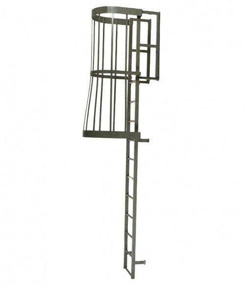 Steel Fixed Vertical Ladder with Cage and Rail | Made in Canada | Model # SL1481