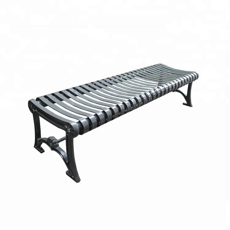 Metal Benches Aluminum Frame Casting & Steel Slat Seating | Without Back & Arms | Model MB189-BL