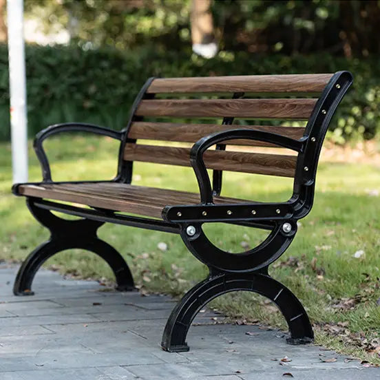 Metal Benches Aluminum Frame Casting & Wood Seating | Model MB192