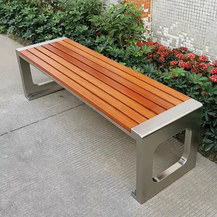 Stainless Steel Outdoor Benches Without Back & Arms | Model MB196-BL