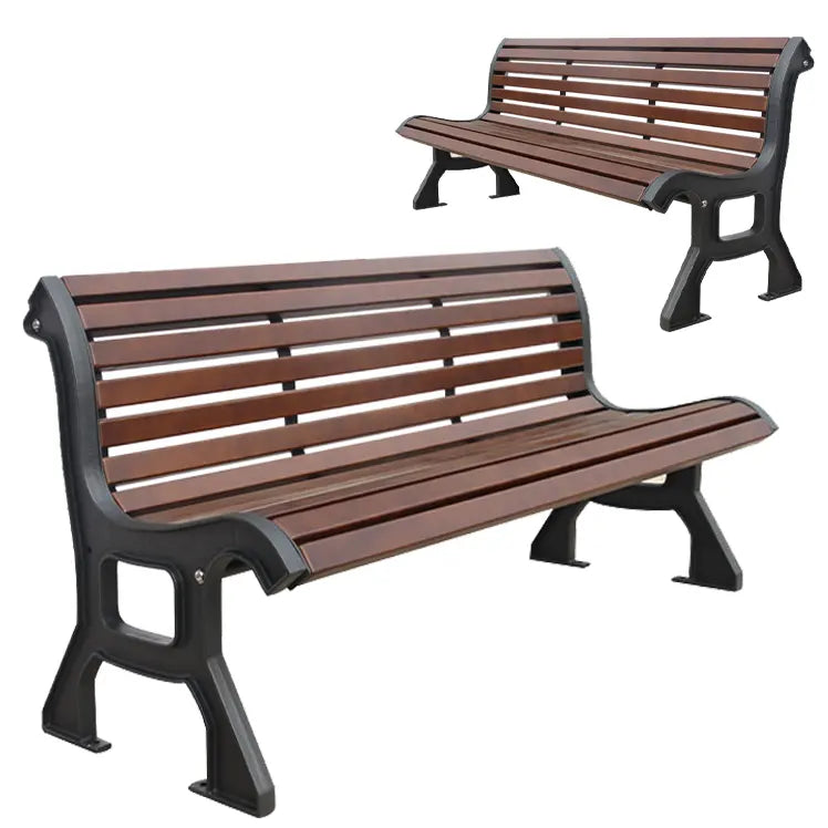 Metal Benches Aluminum Frame Casting & Wood Seating | Model MB203