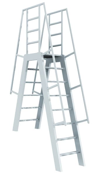 Ship Customizable Aluminum Ladders With Platform and Return 60 & 75 Standard Degrees - Made in Canada - Model # SL1488